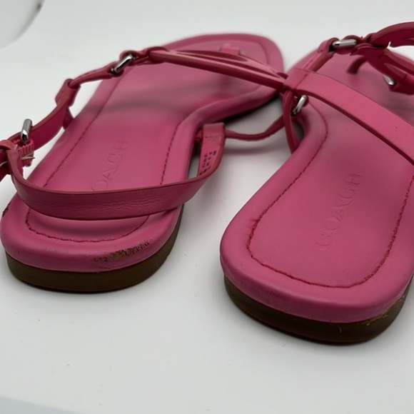 COACH Jeri Hot Pink‎ Leather Thong Sandals Size 8.5 - Picture 10 of 12